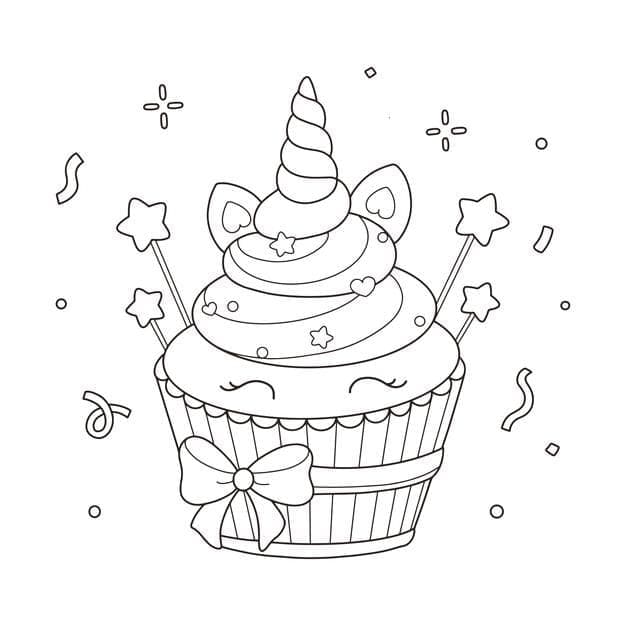 كعكة يونيكورن قابلة للطباعة مجانًا تلوين