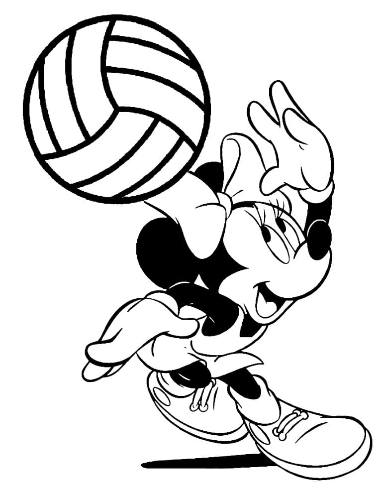 ميني ماوس تلعب الكرة الطائرة تلوين
