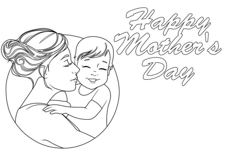 Mom And Child On Mother’s Day صورة تلوين