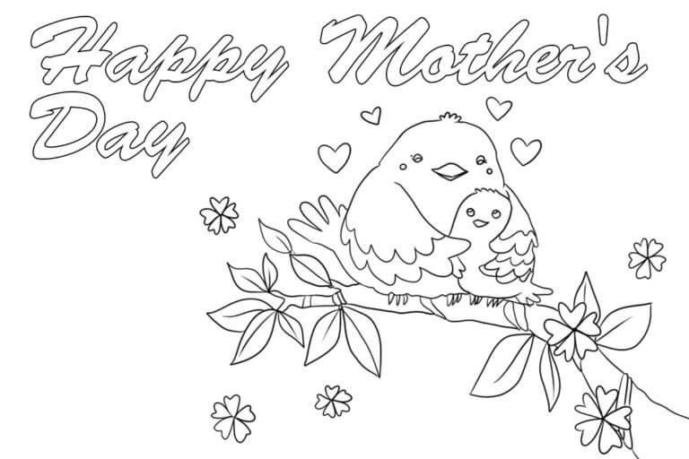 Mommy and Little Bird on Mother’s Day صورة تلوين