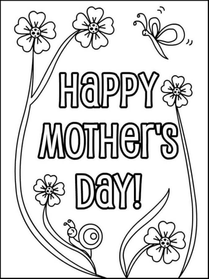 Mother’s Day Card With Flowers صورة تلوين