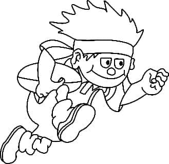 صبي يلعب الرجبي تلوين