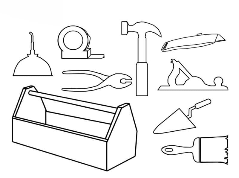 صندوق الأدوات والأدوات تلوين