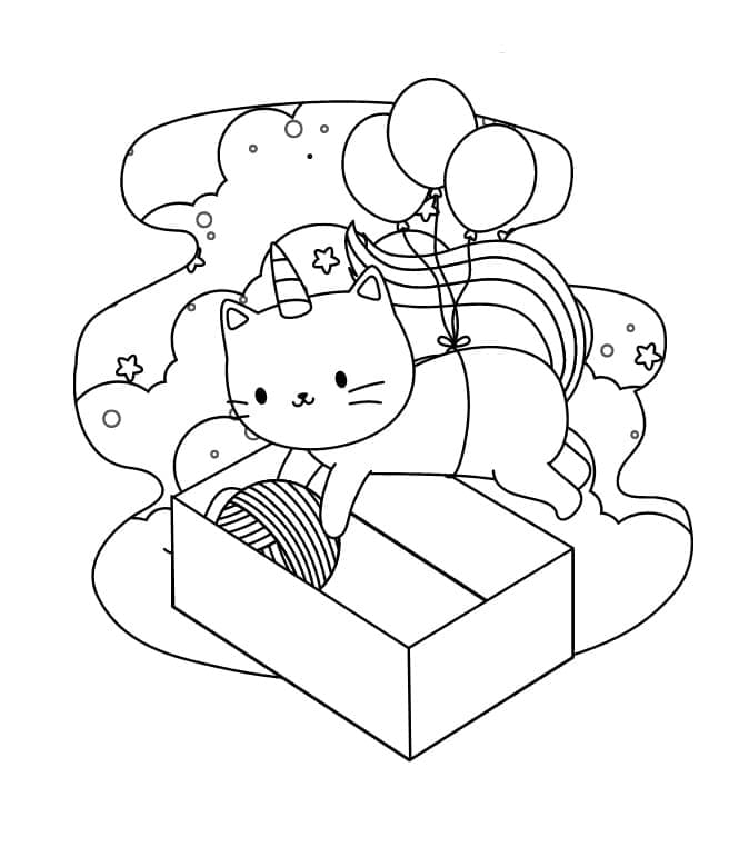 طباعة قطة وحيد القرن تلوين