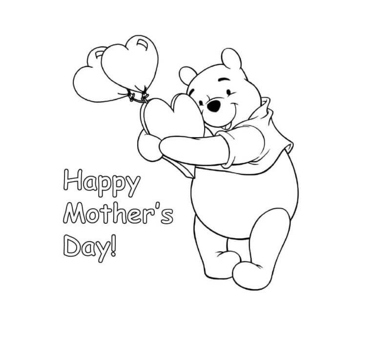 Winnie the Pooh Congratulates All Mothers صورة تلوين