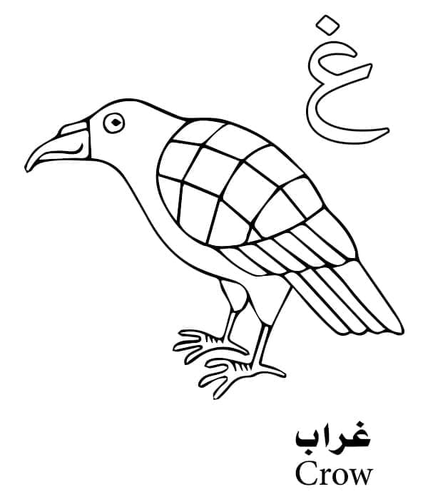 حرف غ للغراب - الأبجدية العربية تلوين