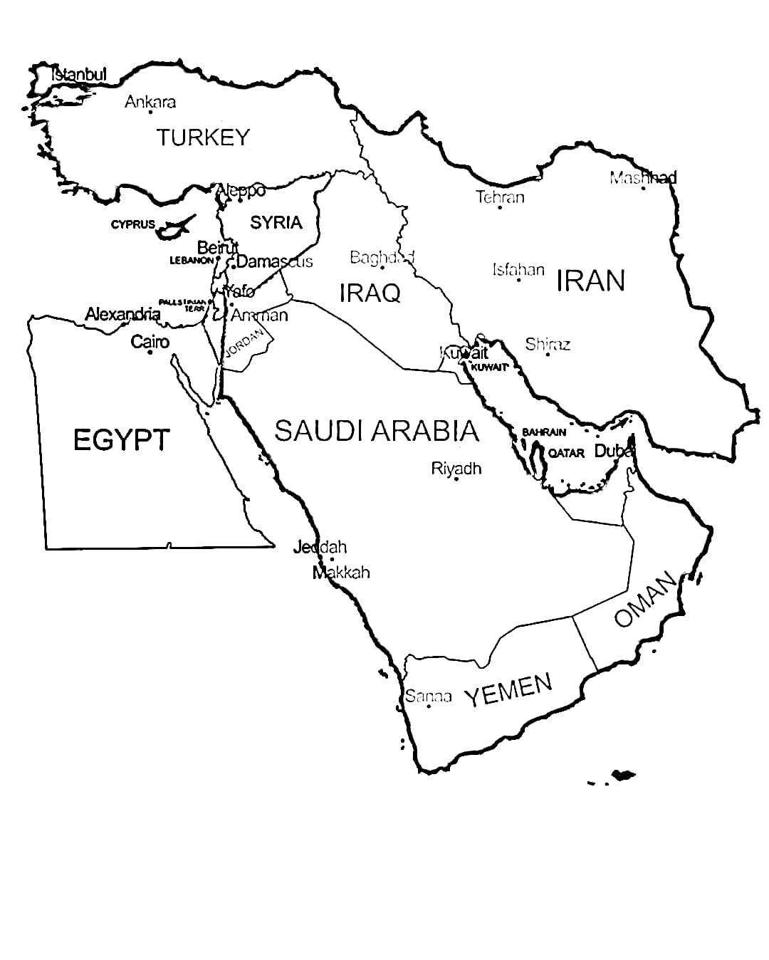 المملكة العربية السعودية تقع في الشرق الأوسط تلوين