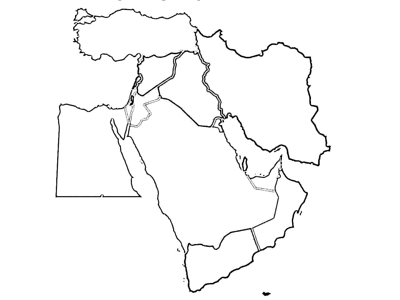 خريطة المملكة العربية السعودية في الشرق الأوسط صورة تلوين