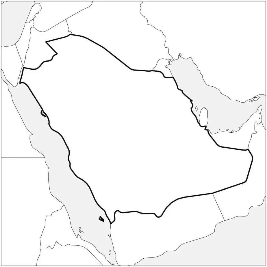 خريطة المملكة العربية السعودية للطباعة تلوين