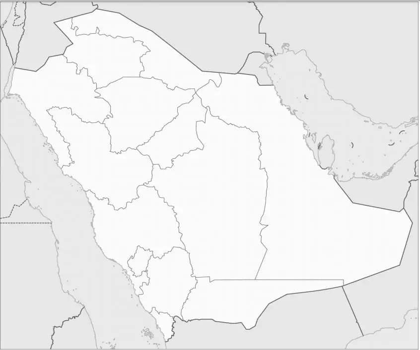 خريطة المملكة العربية السعودية قابلة للطباعة مجانًا تلوين