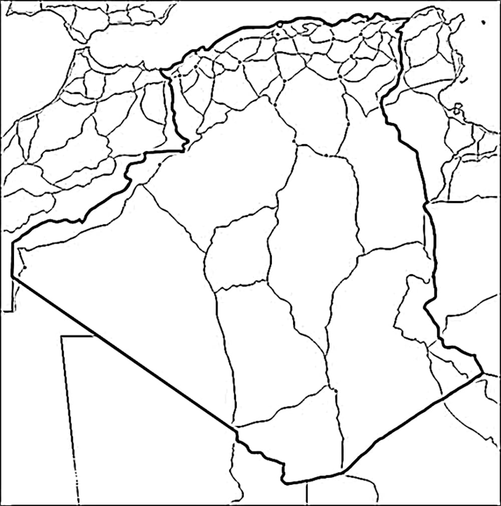 خريطة الجزائر طريق تلوين