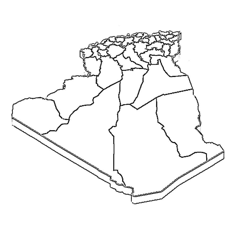 خريطة الجزائر ثلاثية الأبعاد تلوين