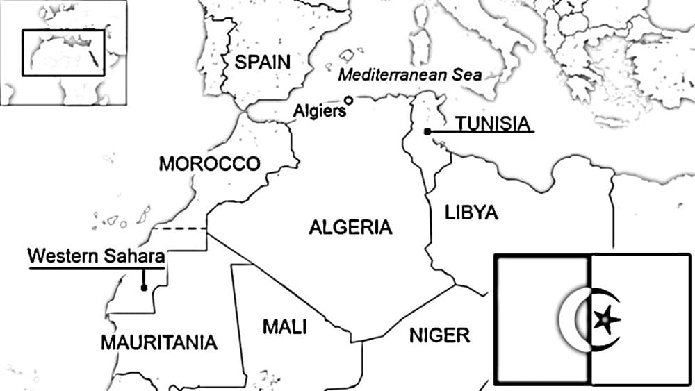 خريطة الجزائر وبلدان أخرى تلوين