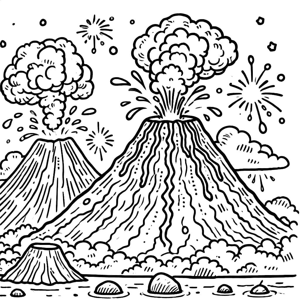 بركان تنفجر معًا تلوين