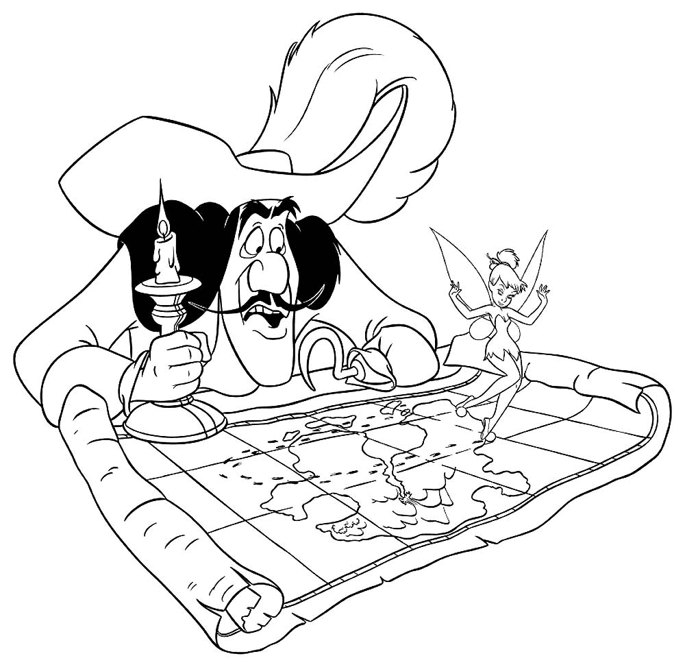 الكابتن هوك يبحث عن بيتر بان تلوين