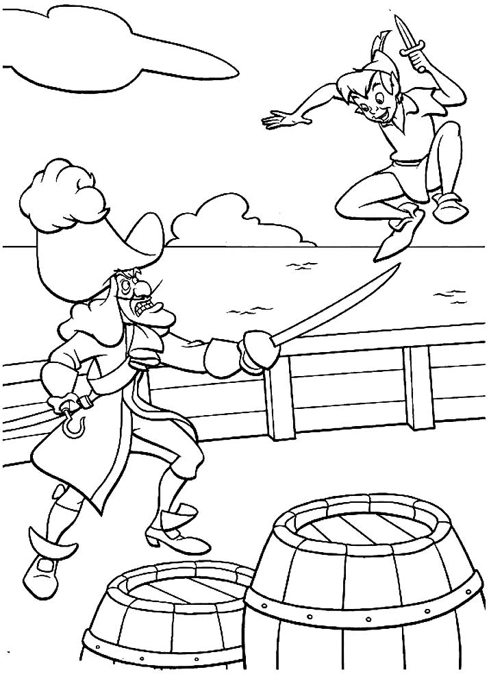 الكابتن هوك يهاجم بيتر بان تلوين