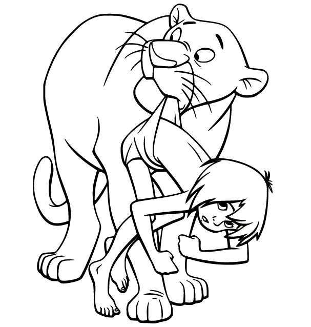 باغيرا يحمل موغلي تلوين