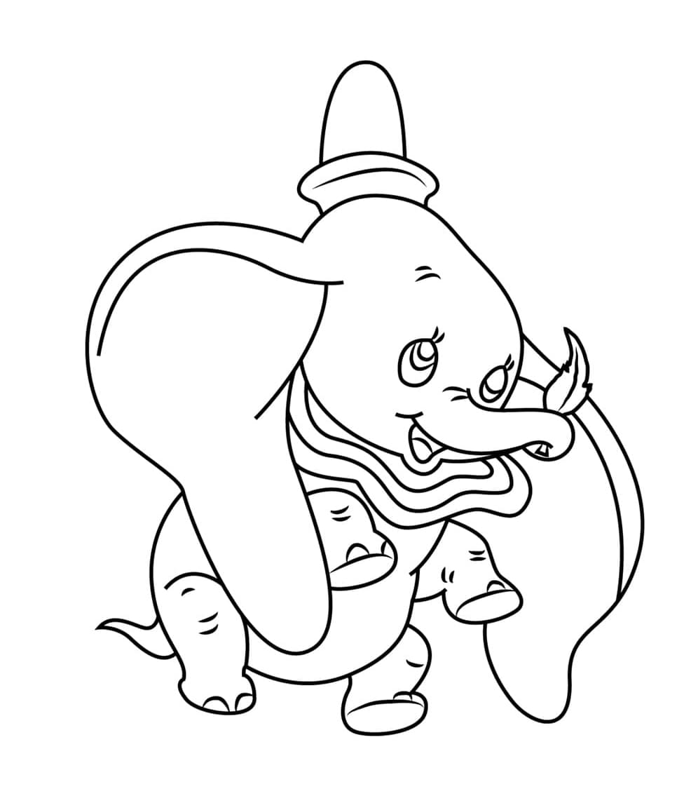 دمبو مع ورقة تلوين