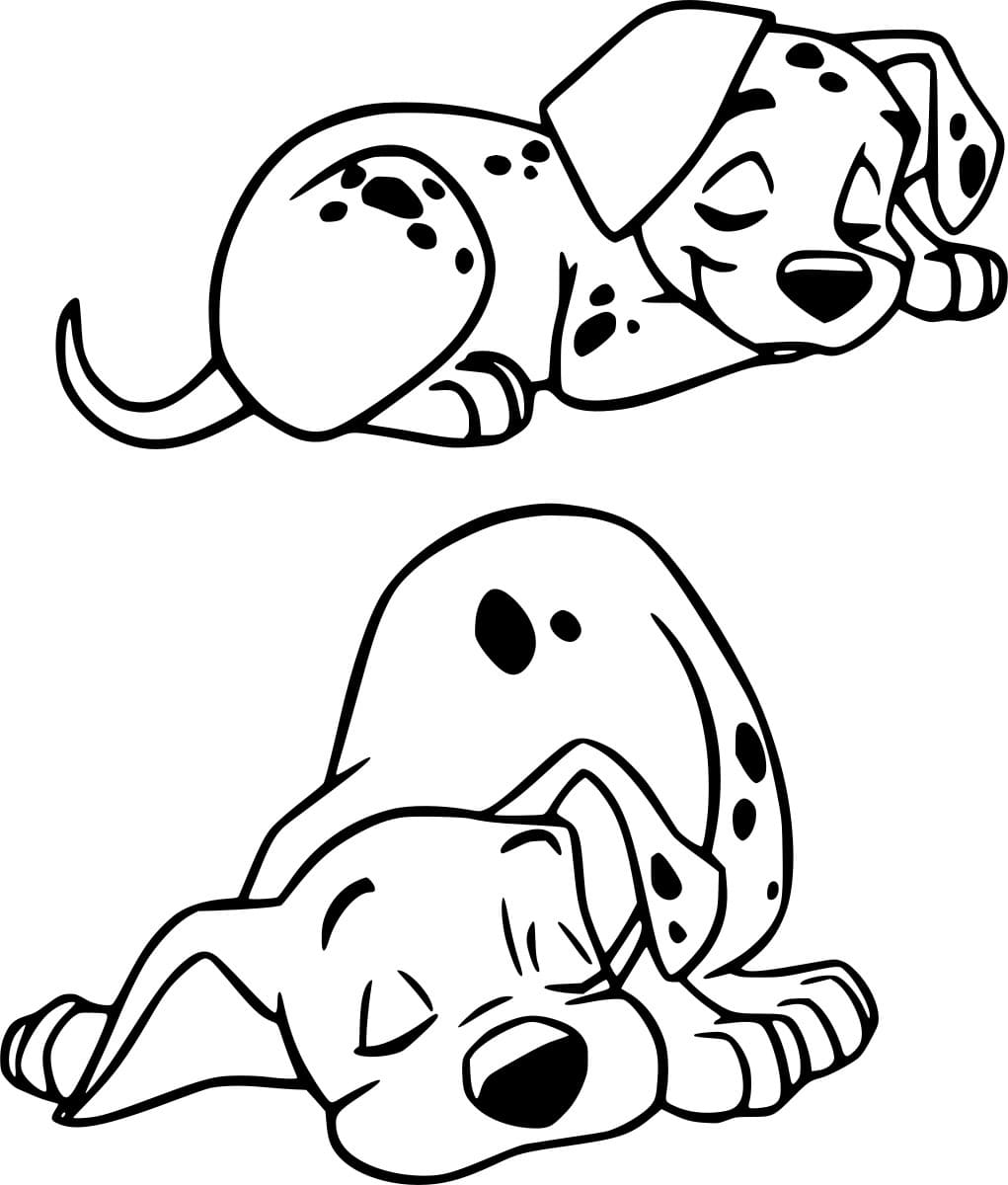 كلبان دالماتيان نائمان تلوين