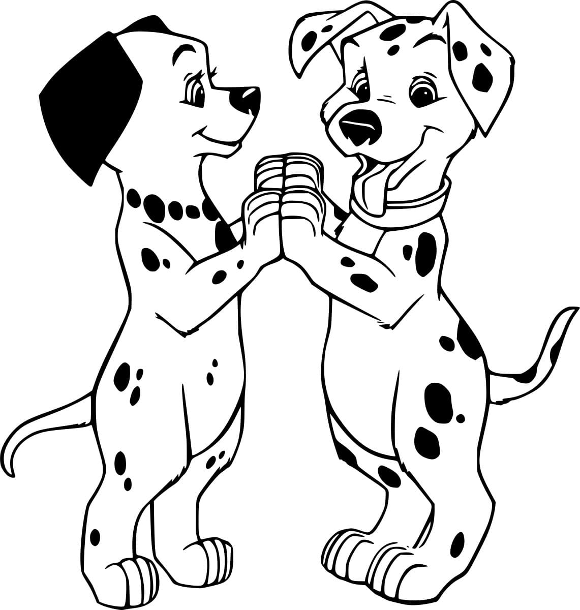 كلبان دالماتيان يقفان تلوين