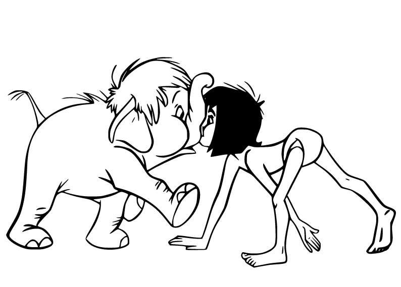 موغلي و الفيل هاثي صديقان تلوين