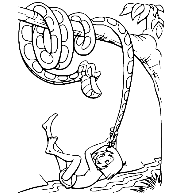 موغلي يقاتل الثعبان كا تلوين