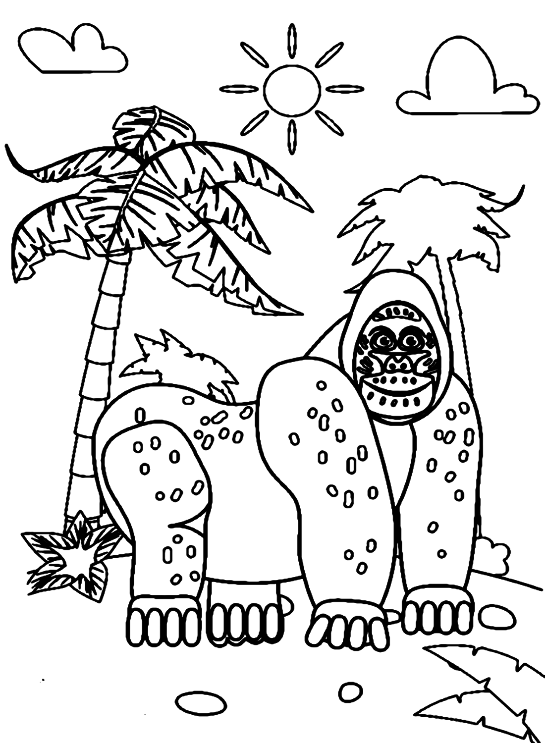 الغوريلا الأفريقية في الغابة تلوين