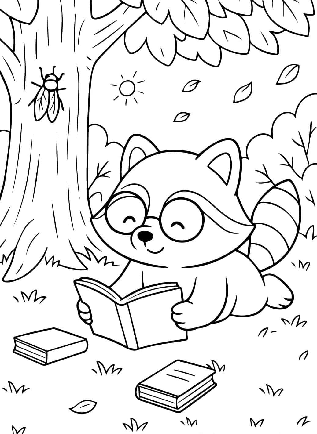 الراكون في الغابة تلوين