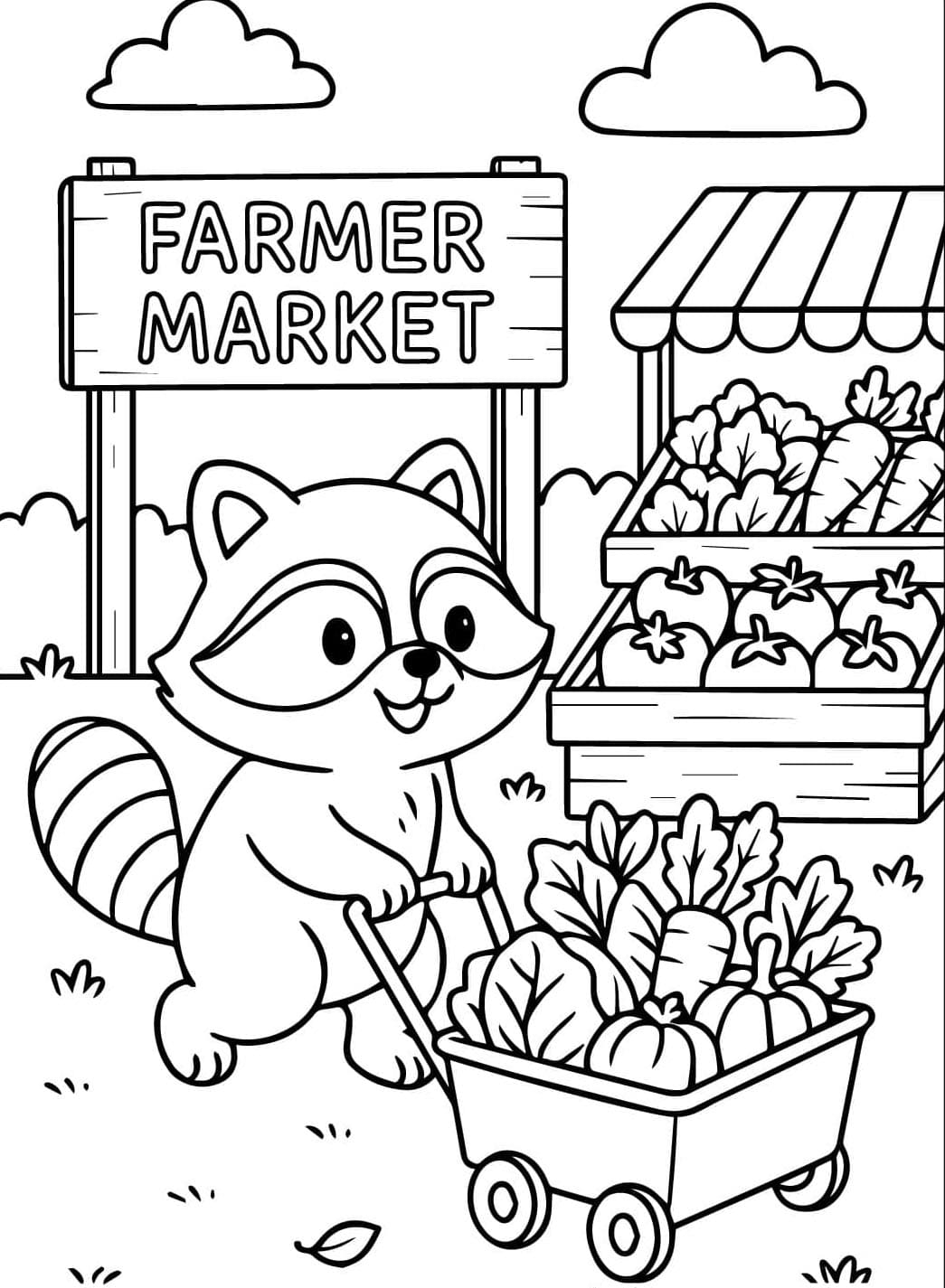 الراكون يذهب إلى السوق تلوين