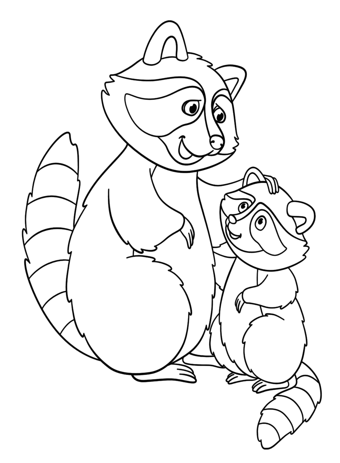 أم الراكون مع طفلها تلوين