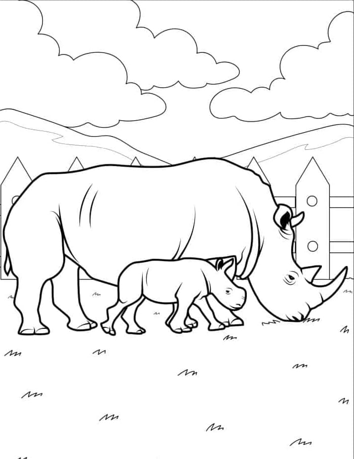 عائلة وحيد القرن تلوين