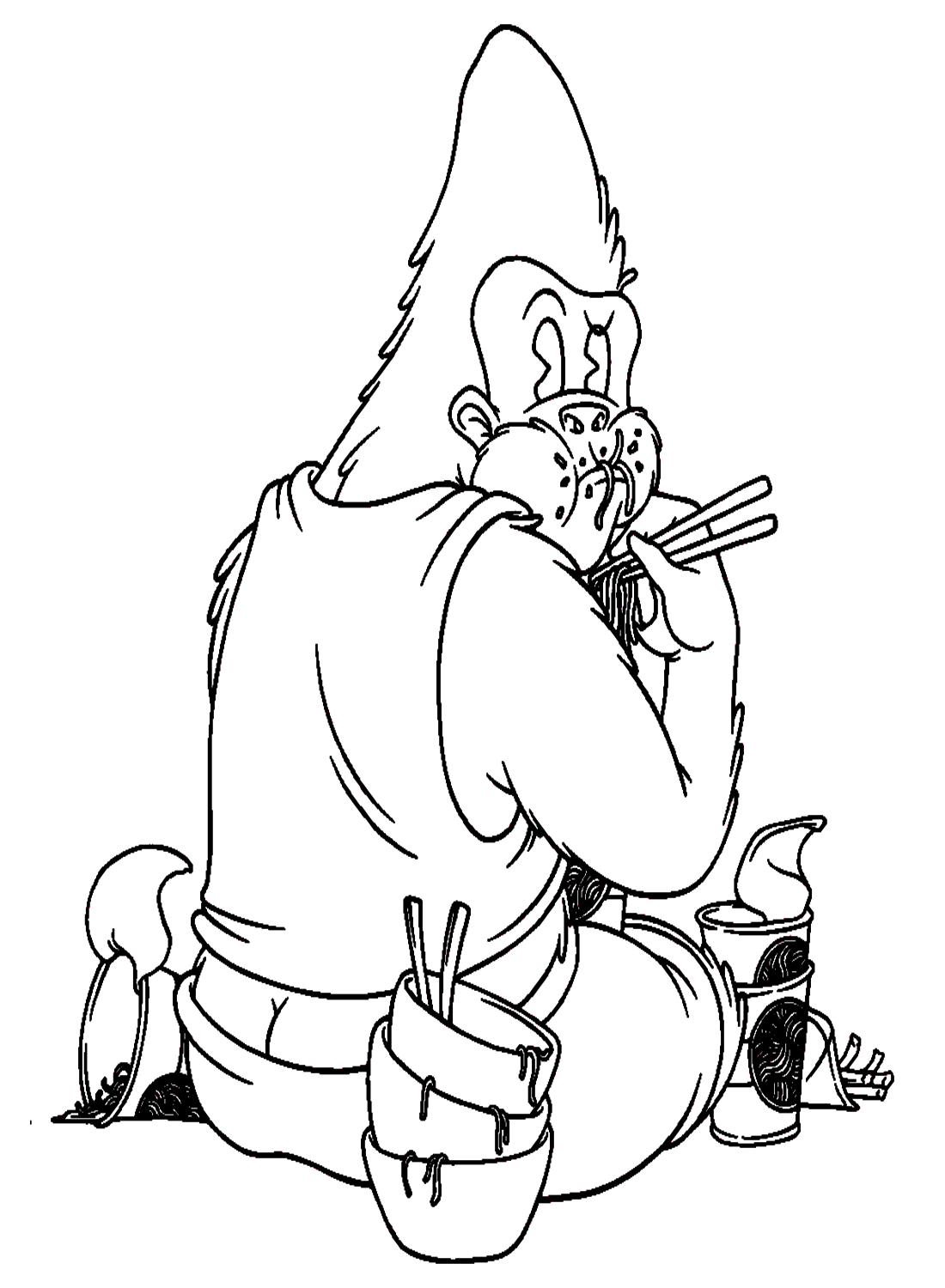 غوريلا تأكل المعكرونة تلوين