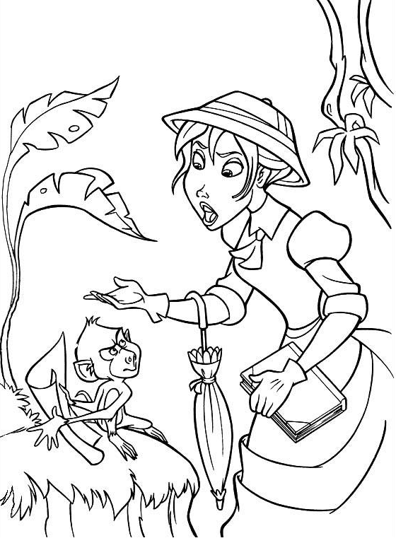 جين والقرد تلوين