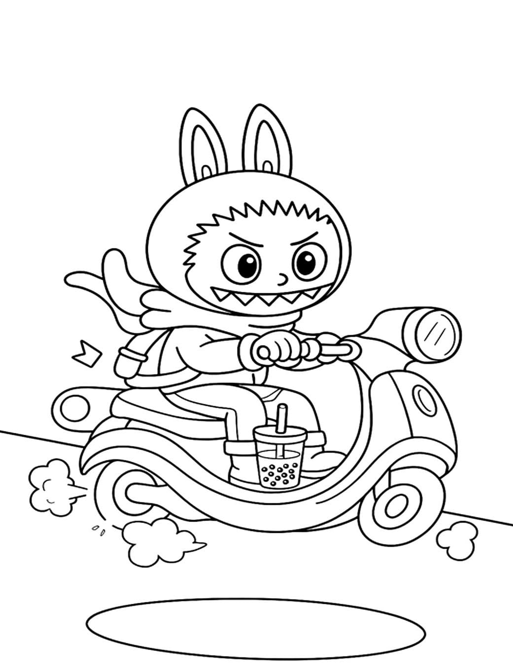 لابوبو يقود دراجة نارية تلوين