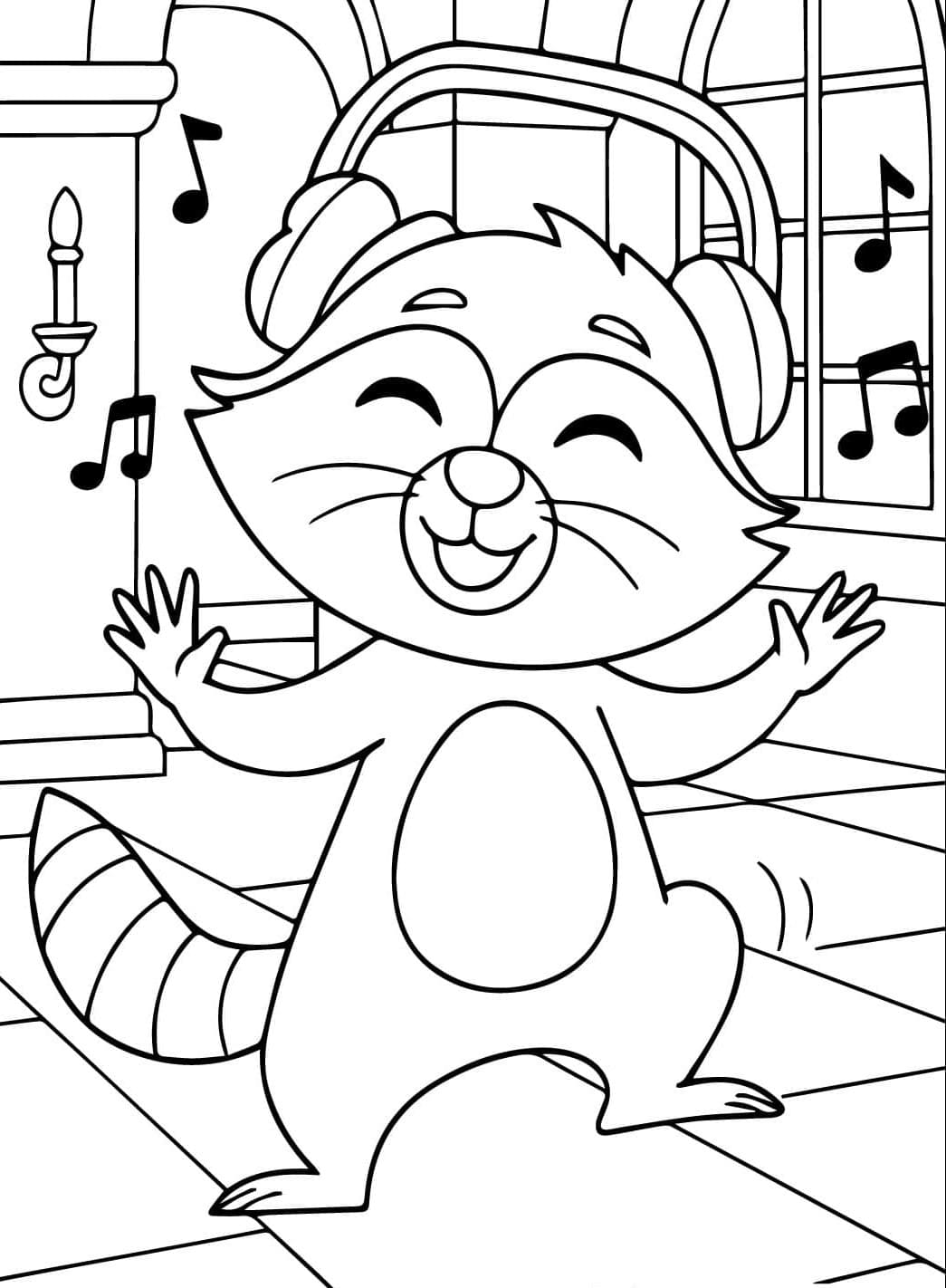 رقصة الراكون السعيدة تلوين