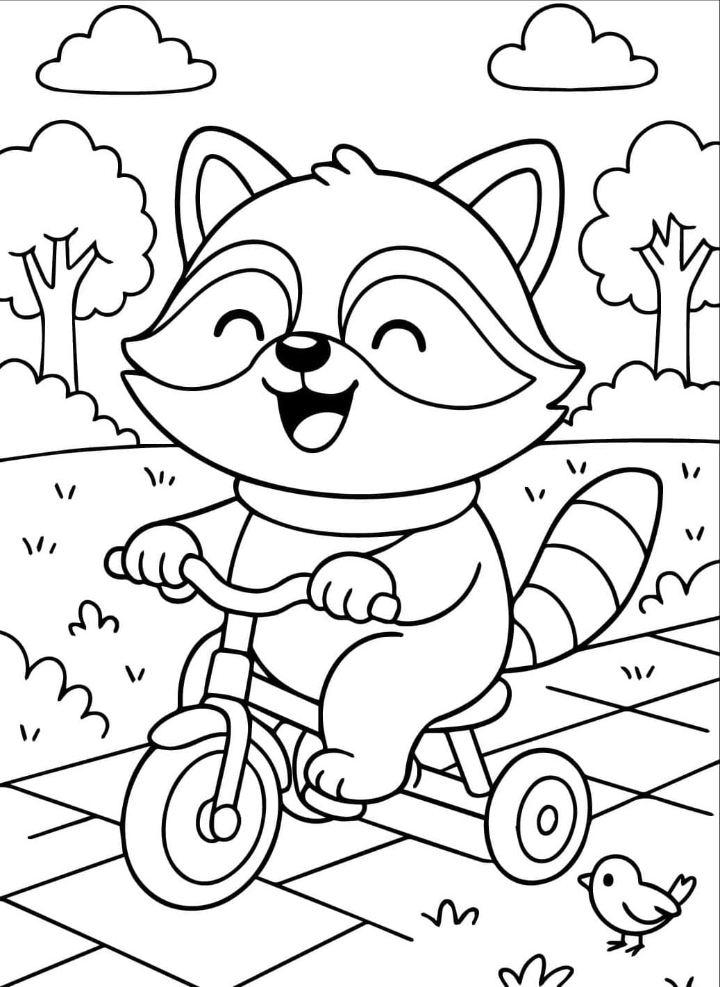 ركوب الدراجات مع الراكون تلوين