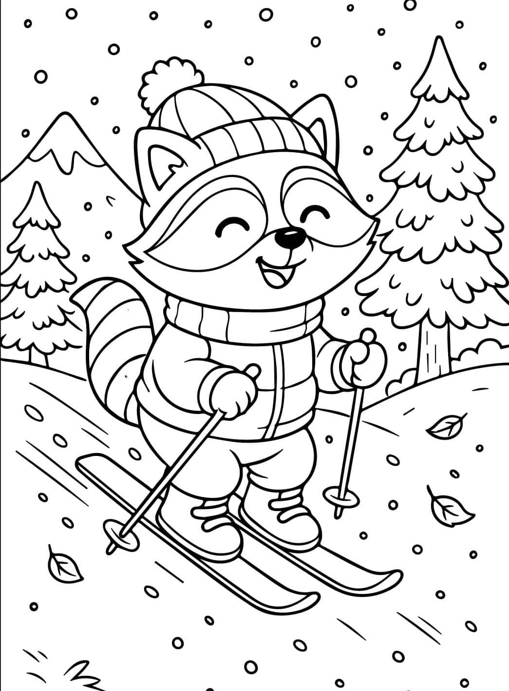 تزلج الراكون تلوين