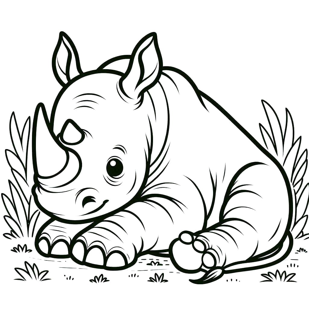 وحيد القرن جالس تلوين