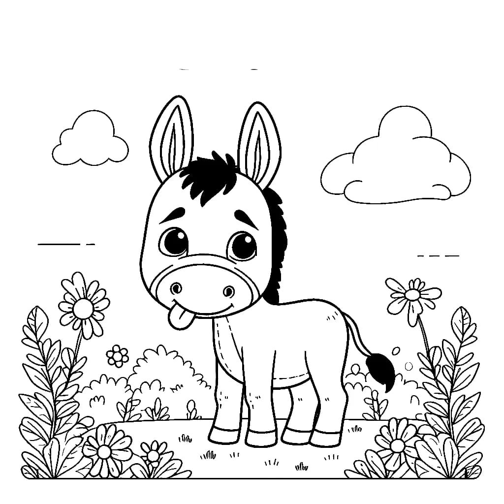 الحمار والزهرة تلوين