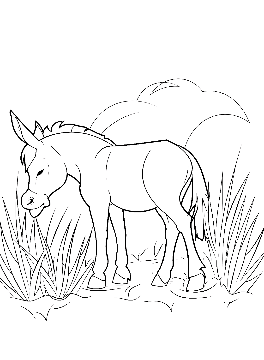 الحمار يأكل العشب تلوين