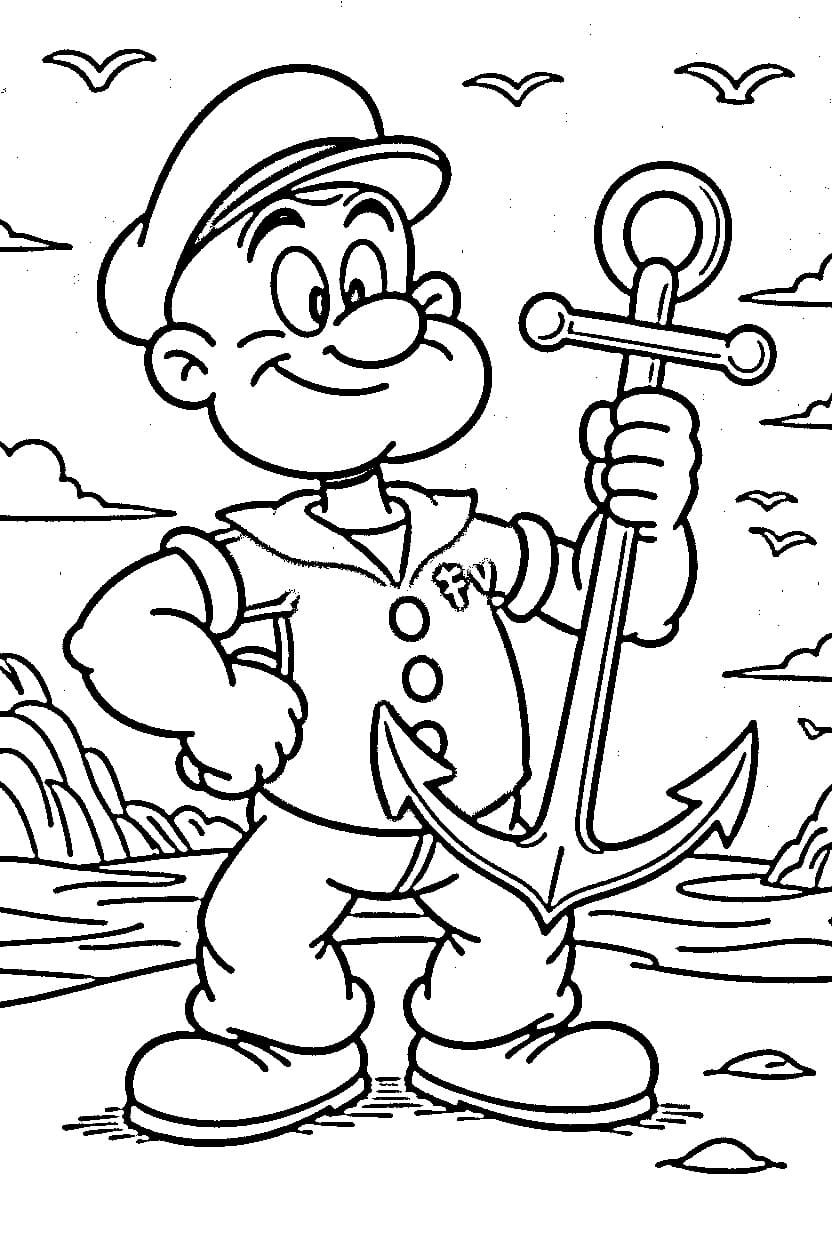 باباي يحمل المرساة تلوين