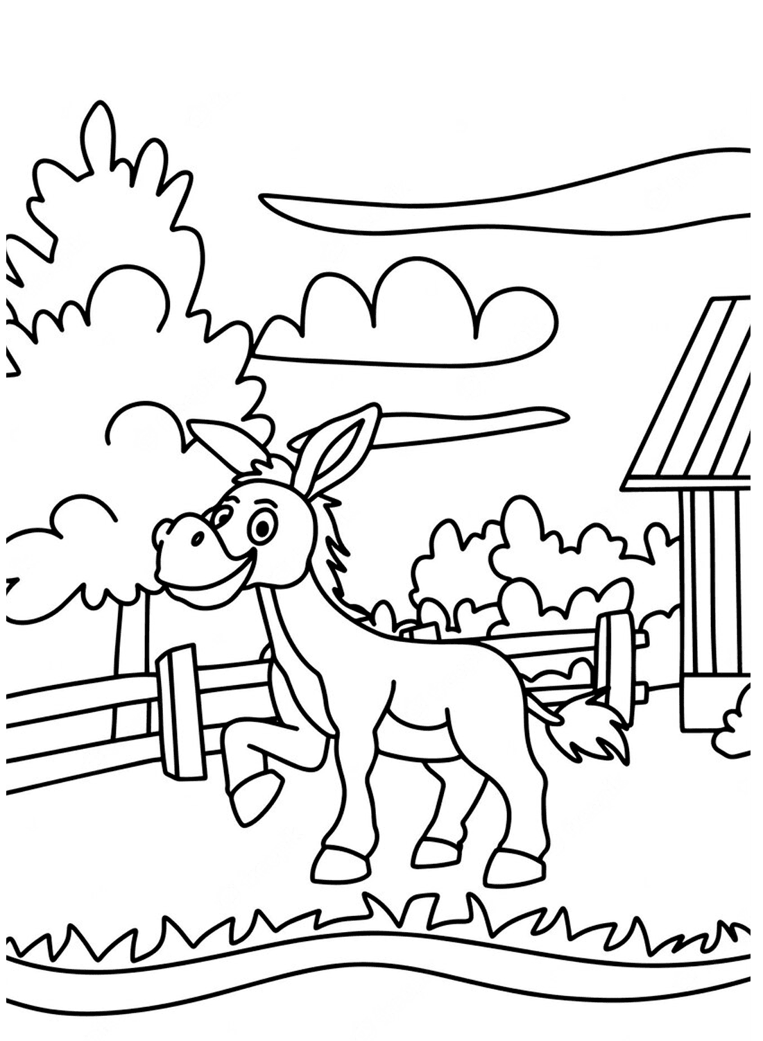 حمار كرتوني لطيف تلوين