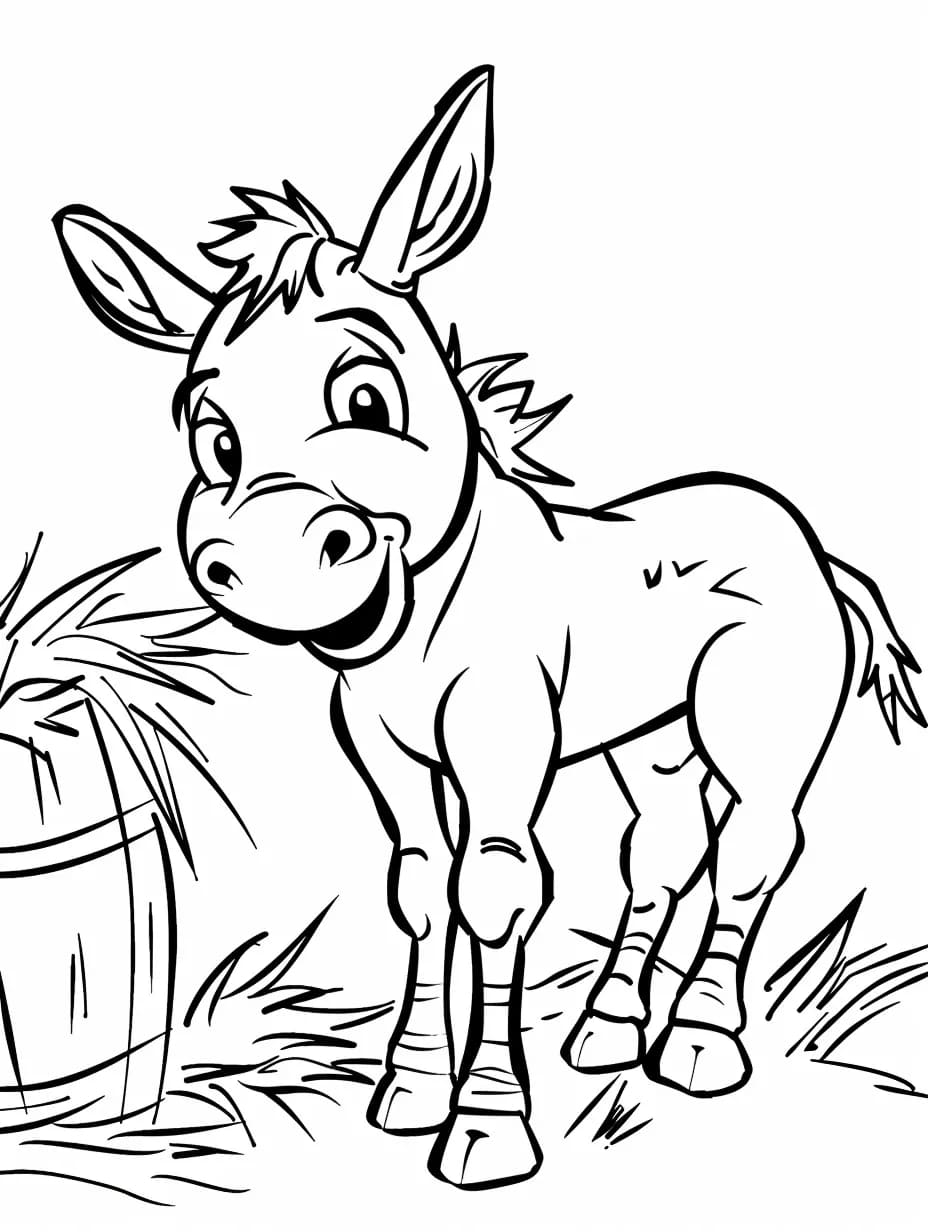 حمار مع العشب تلوين