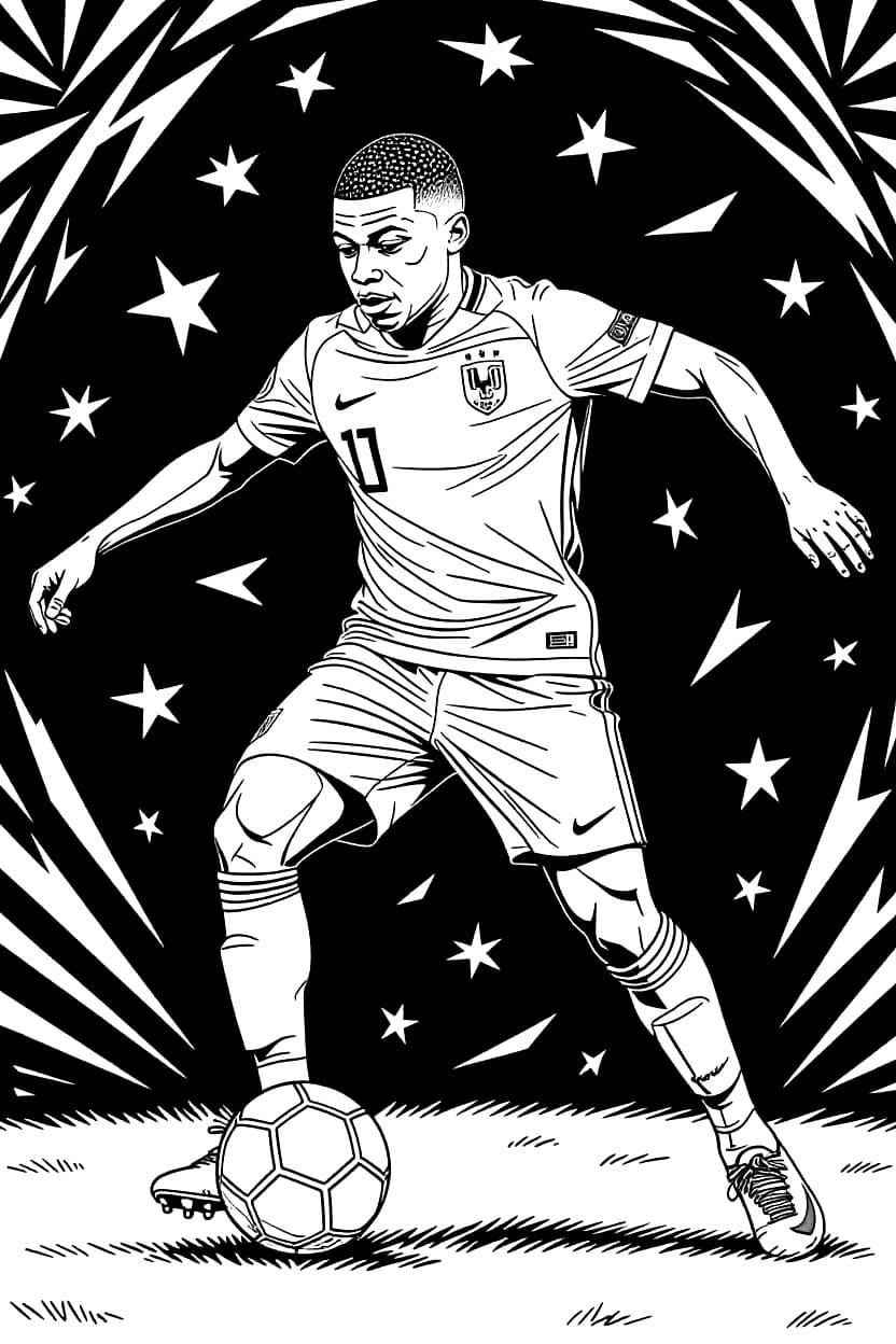 كيليان مبابي لاعب أوروبي تلوين