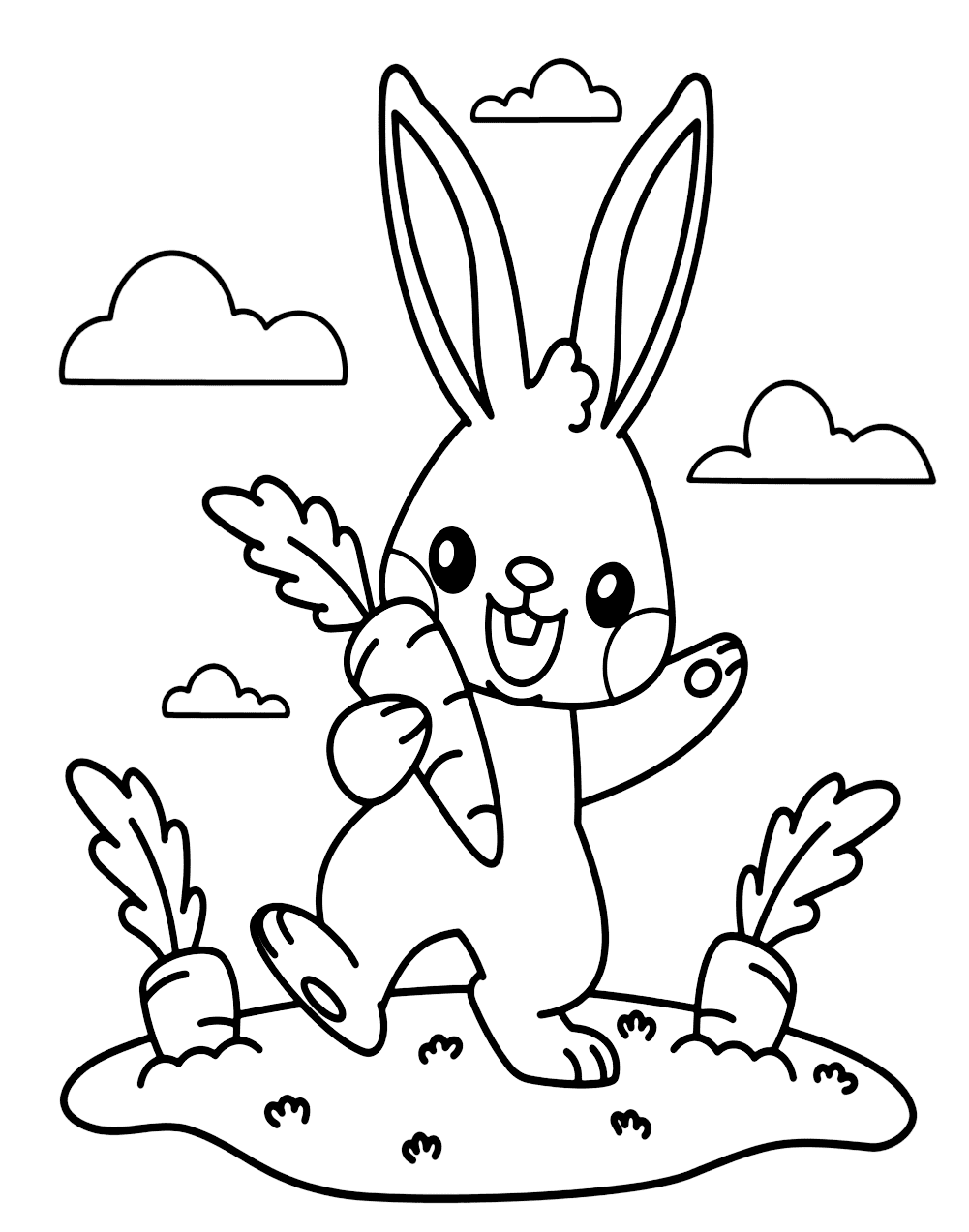 أرنب لطيف وجزرة تلوين