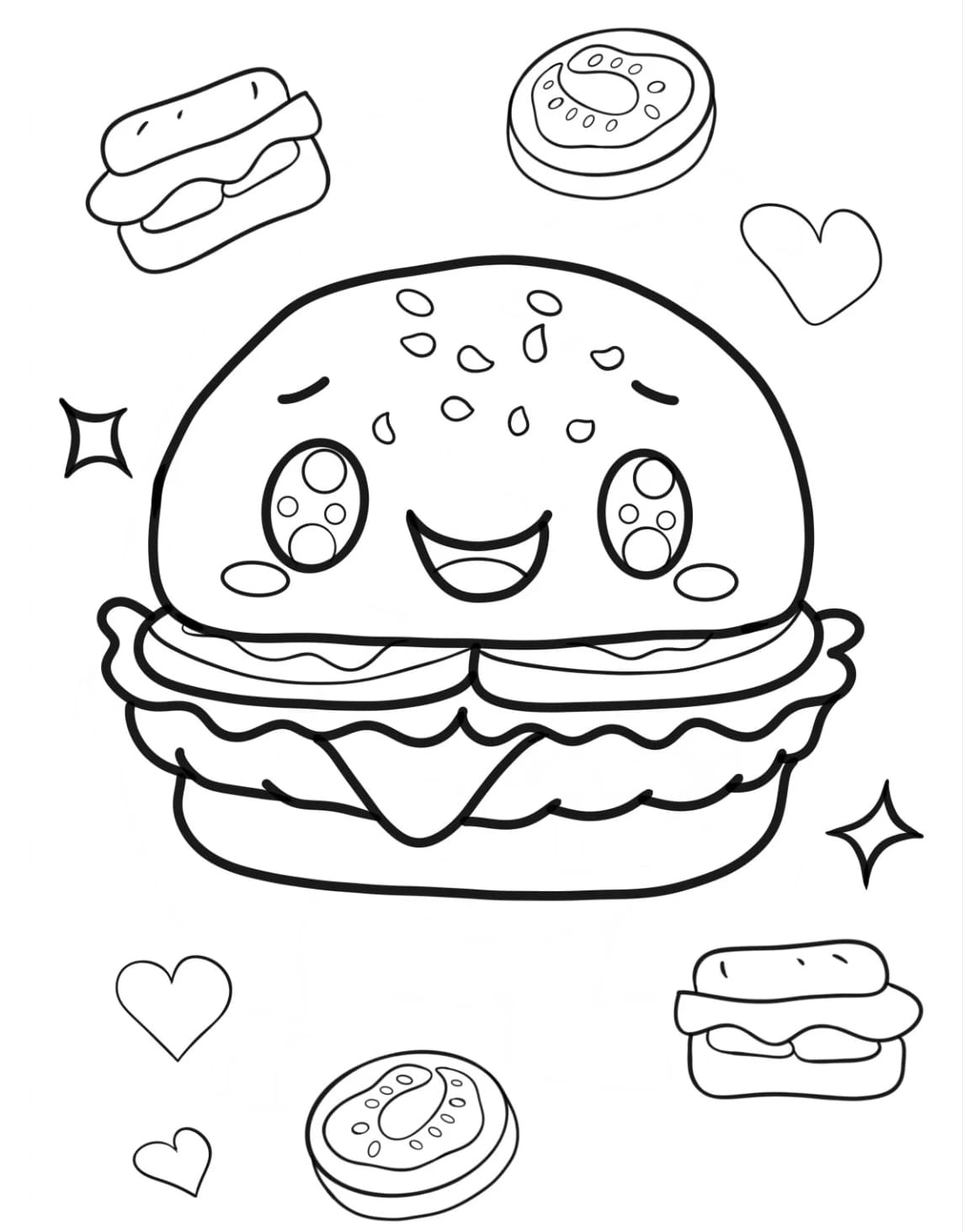 برجر كرتوني لطيف تلوين