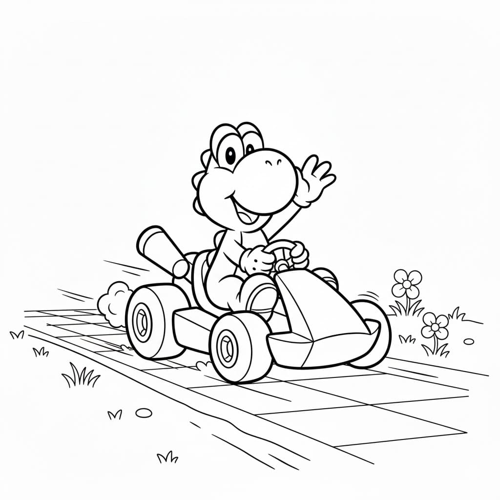 ديناصور ماريو كارت تلوين