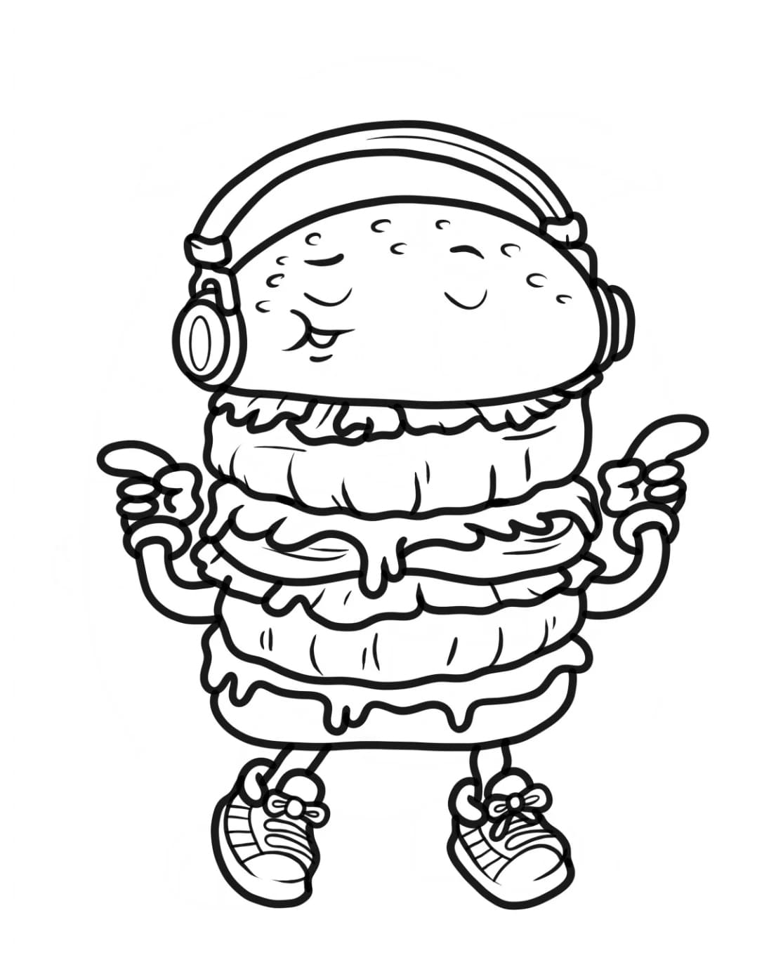 هامبرغر يستمع إلى الموسيقى تلوين