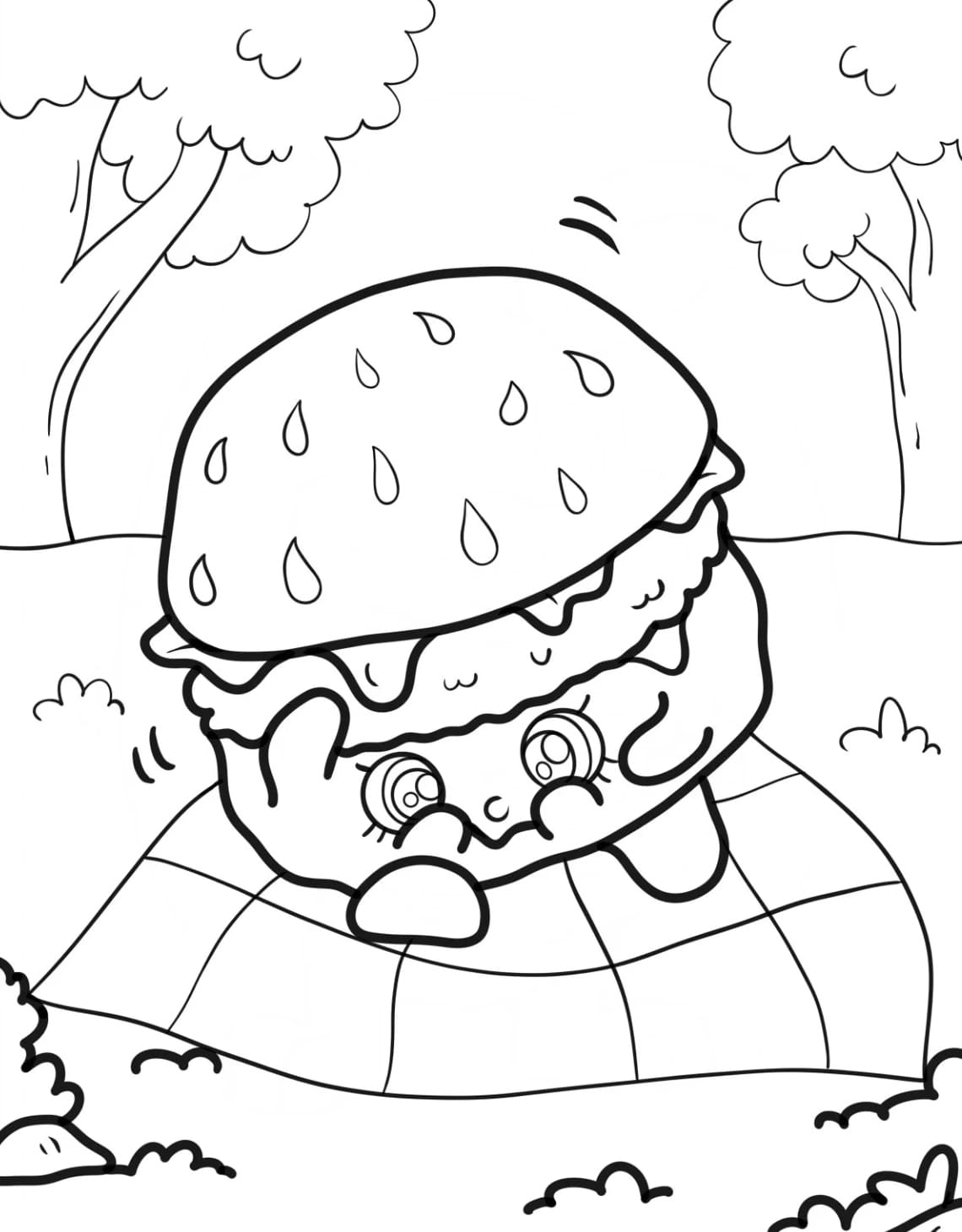 هامبرغر على حصيرة النزهة تلوين