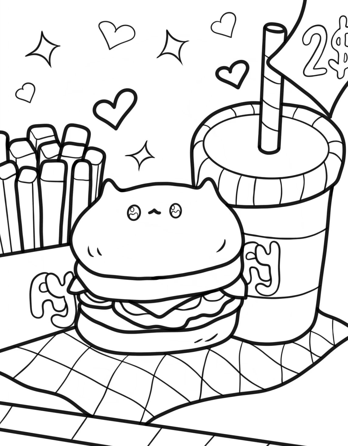 همبرغر لطيف وحليب الفريق تلوين